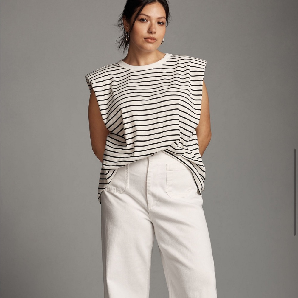 Anthropologie Maeve Black and White Striped Top Large